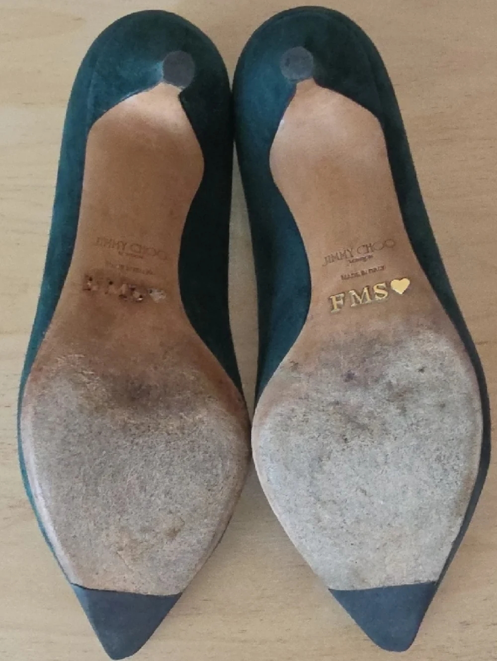 Jimmy Choo Teal Green Suede Pointed Pumps - Picture 6 of 12